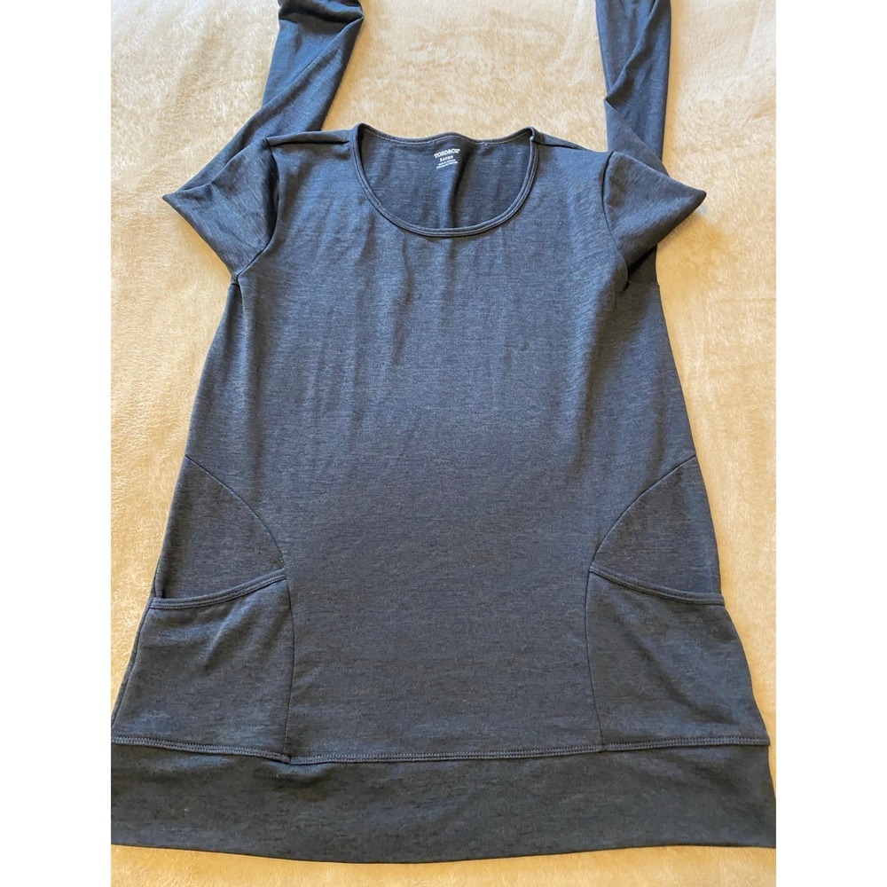 Toad & Co Tunic Top Heathered Blue Grey Intermezzo Pockets One Inside Zip s52